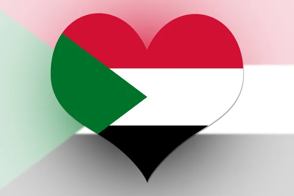 Sudan flagge herz — Stockfoto