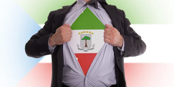 Uomo d'affari con t-shirt bandiera Guinea Equatoriale — Foto Stock
