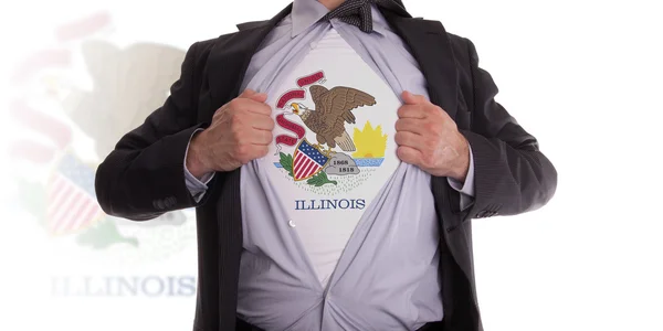 Businessman with Illinois flag t-shirt — Stock Photo, Image