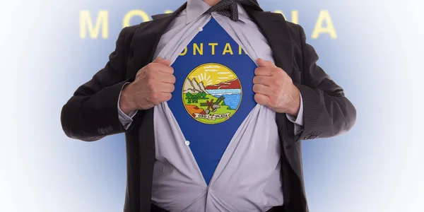 Businessan with Montana flag t-shirt — Stock Photo, Image