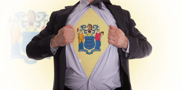 Businessman with  New Jersey flag t-shirt — Stock Photo, Image