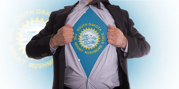 Geschäftsmann mit Süd-Dakota-Flagge T-Shirt — Stockfoto
