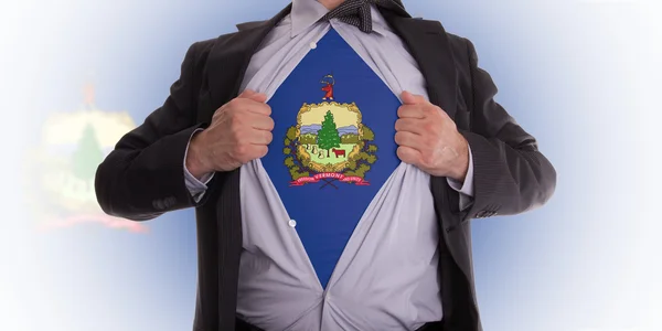 Geschäftsmann mit T-Shirt der Vermont-Flagge — Stockfoto