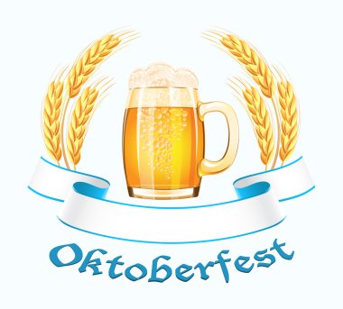 Oktoberfest bira kupa ve buğday kulakları ile banner