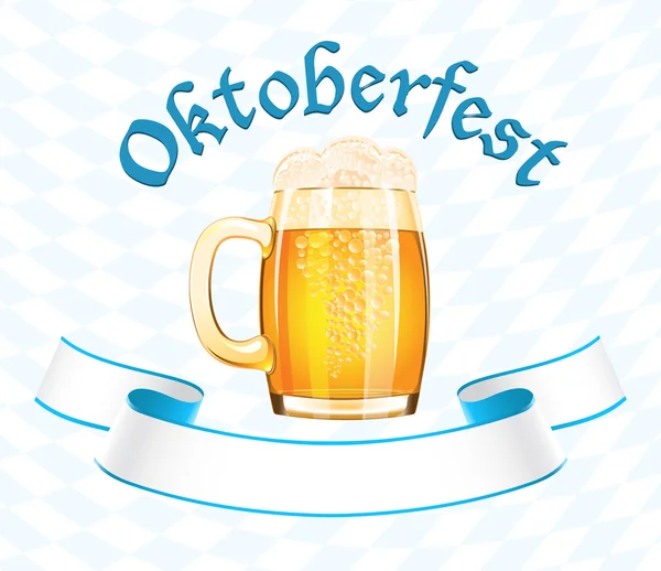 Oktoberfest banner with beer mug — Stock Vector