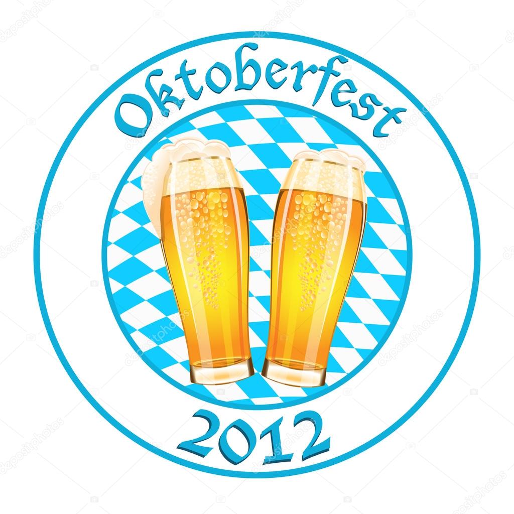 Oktoberfest banner with two beer glass