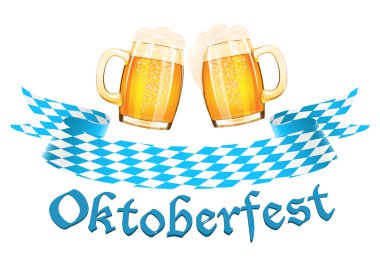 iki bira bardağı Oktoberfest afiş