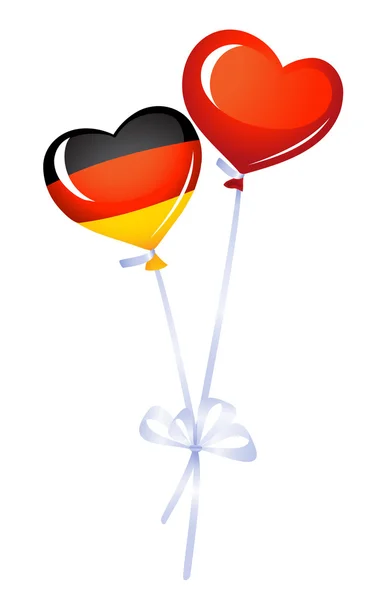 Two heart balloons. One in germany colors — Stock Vector