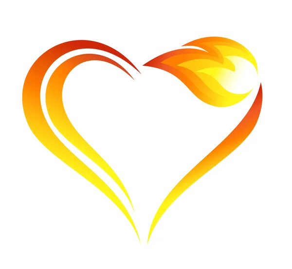 Абстрактный огонь пылает иконой с элементом сердца — стоковый вектор
