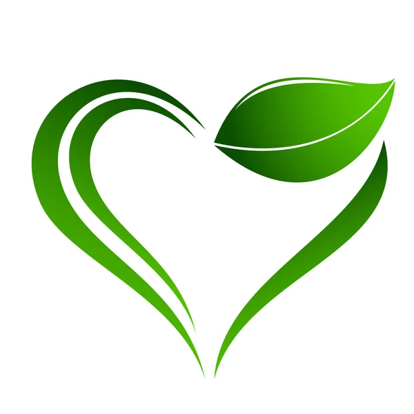 Icono de planta abstracta con elemento corazón — Vector de stock