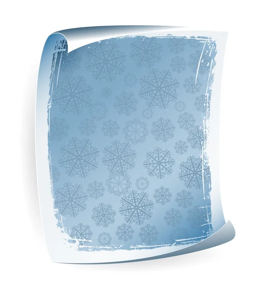 Cartellone cartaceo in blu con fiocchi di neve — Vettoriale Stock