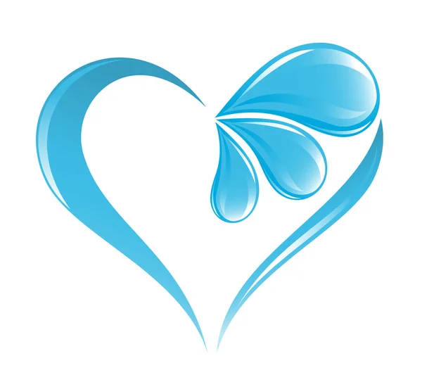 Abstract water icon with heart element — Stock Vector