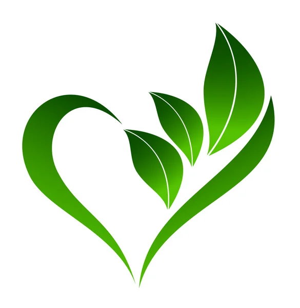 Icono de planta abstracta con elemento corazón — Vector de stock