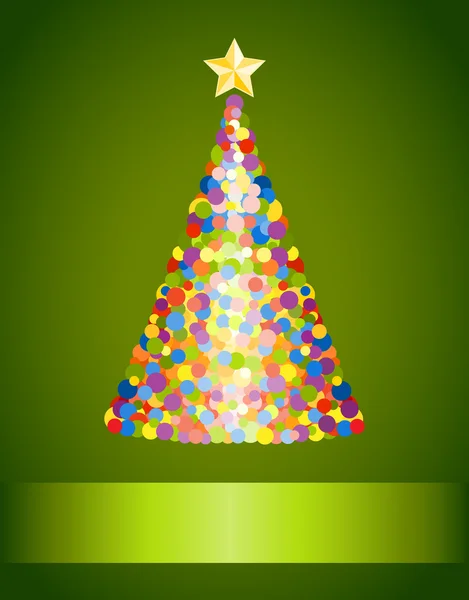 Confetti Christmas tree on green background — Stock Vector