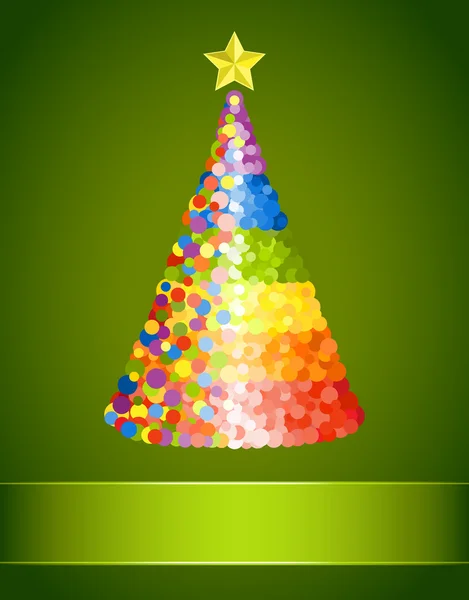 Confetti kerstboom op groene achtergrond — Stockvector