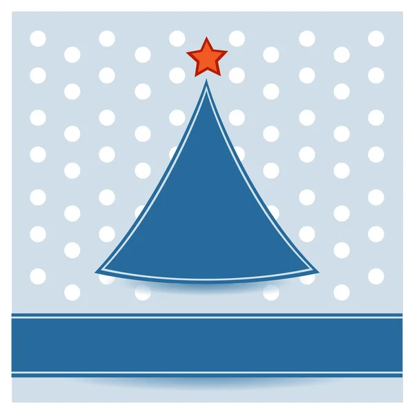 Eenvoudige kerstboom op polka dot patroon achtergrond — Stockvector