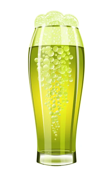 Verre de bière verte sur fond blanc — Image vectorielle