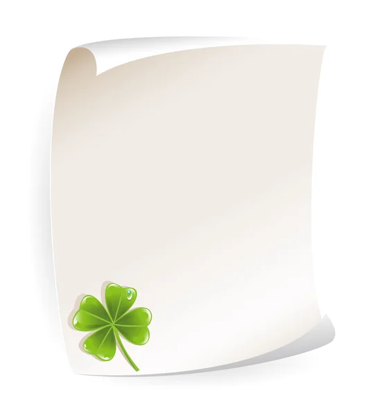 Pinnwand aus Papier mit Shamrock — Stockvektor