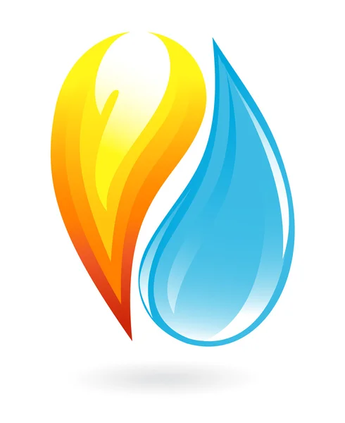 Icono de fuego y agua — Vector de stock