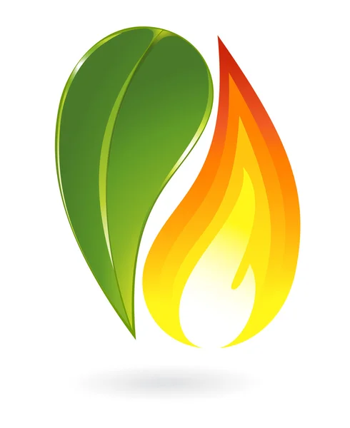 Icono de fuego y planta — Archivo Imágenes Vectoriales