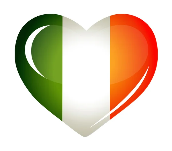 Bandera de Irlanda como icono del corazón — Vector de stock