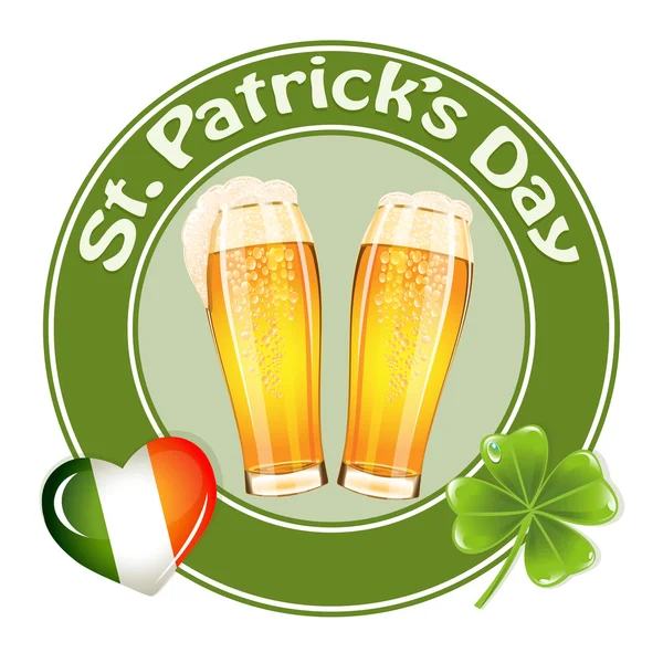 2 つのビールのグラスと聖パトリックの日バナー — ストックベクタ