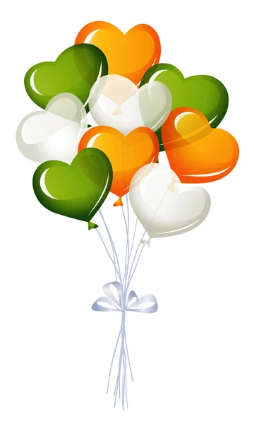 İrlandalı renklerde Kalp balonlar — Stok Vektör
