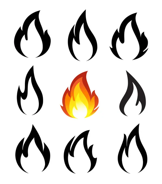 Colección de iconos de fuego — Vector de stock