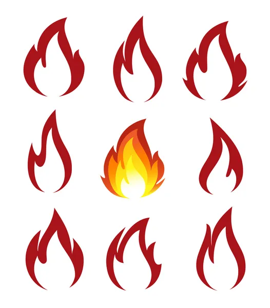 Collection of fire icons — Stock Vector