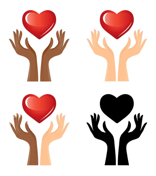 Hands und heart, set of graphics — Stock Vector