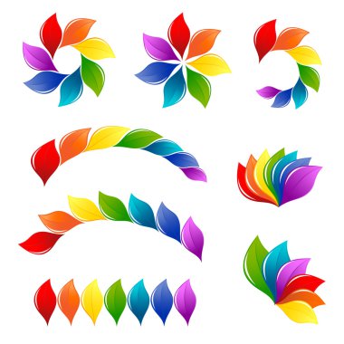 doğa gökkuşağı renkli tasarım öğeleri kümesi