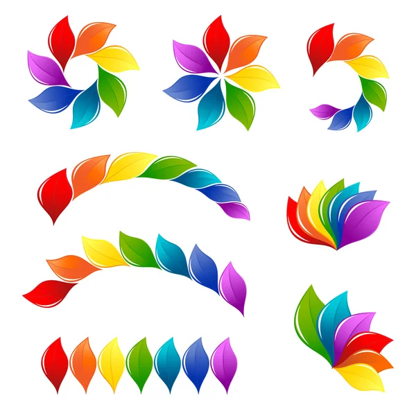 doğa gökkuşağı renkli tasarım öğeleri kümesi