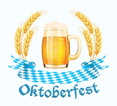 Oktoberfest bira kupa ve buğday kulakları ile banner