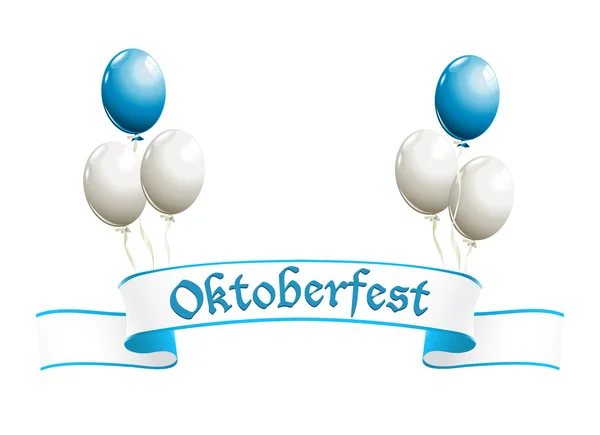 Oktoberfest banner s balónky v tradičních barvách bavari — Stockový vektor
