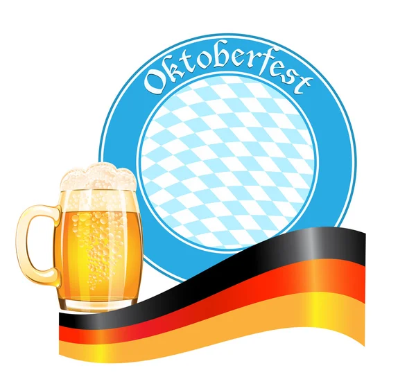 Oktoberfest-Banner mit Bierkrug — Stockvektor