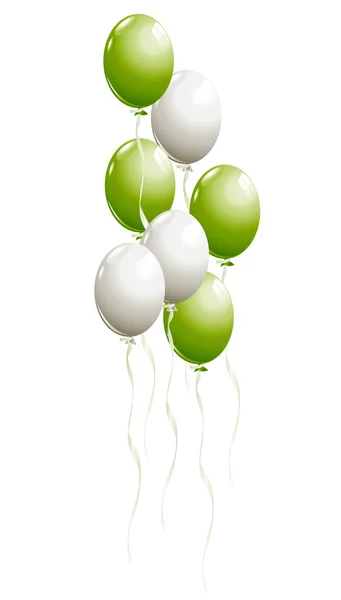 Palloncini volanti in bianco e verde — Vettoriale Stock