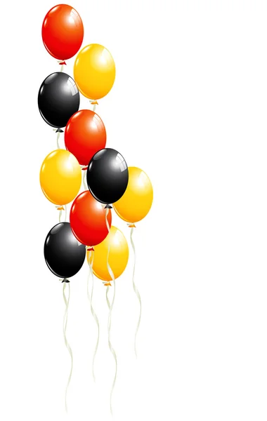 Set de globos en negro, rojo y dorado, en Alemania colo nacional — Vector de stock