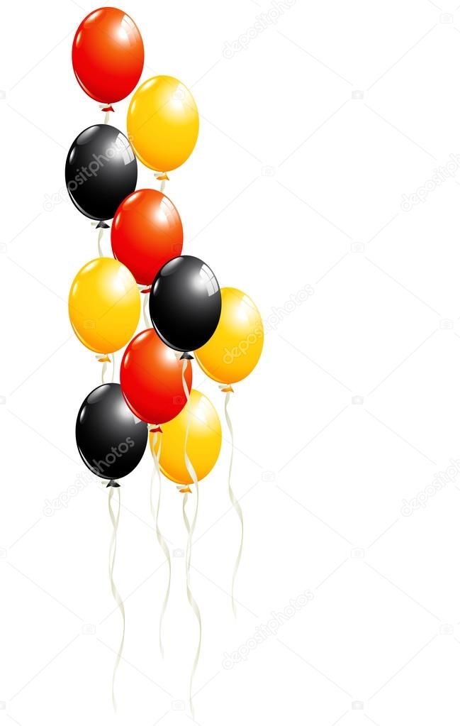 Set of balloons in black, red and gold, in Germany national colo