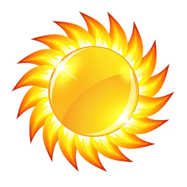 Glossy sun button — Stock Vector