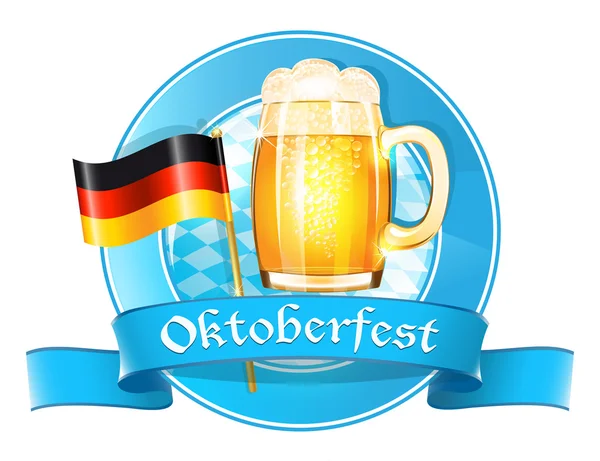 Oktoberfest round banner with ribbon — Stock Vector