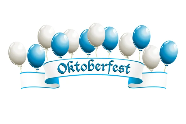 Oktoberfest banner s balónky v tradičních barvách bavari — Stockový vektor