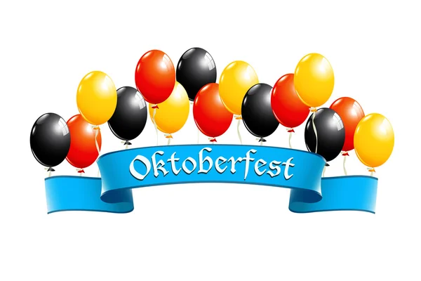 Oktoberfest-Banner mit Luftballons in den Nationalfarben Deutschlands — Stockvektor