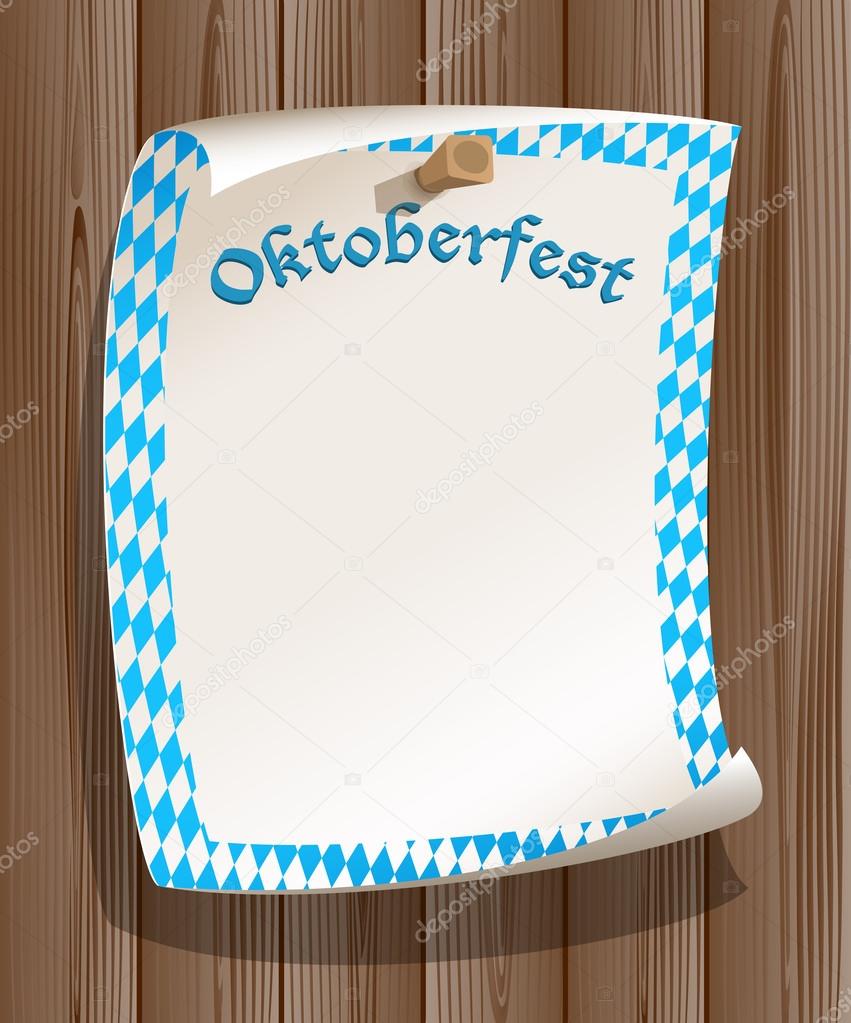 Paper board in bavarian colors on wood background