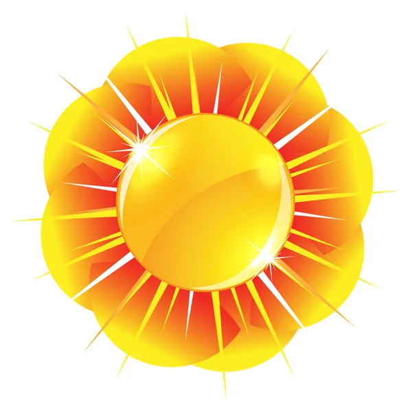 Glossy sun button — Stock Vector