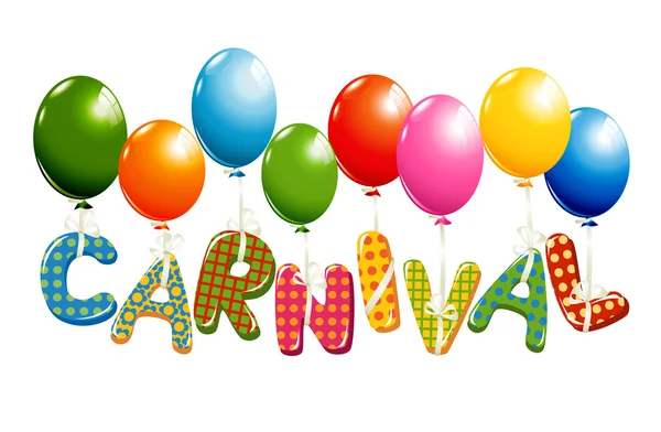 Bunte Karnevalstexte mit Luftballons — Stockvektor