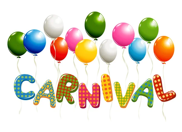 Bunte Karnevalstexte mit Luftballons — Stockvektor