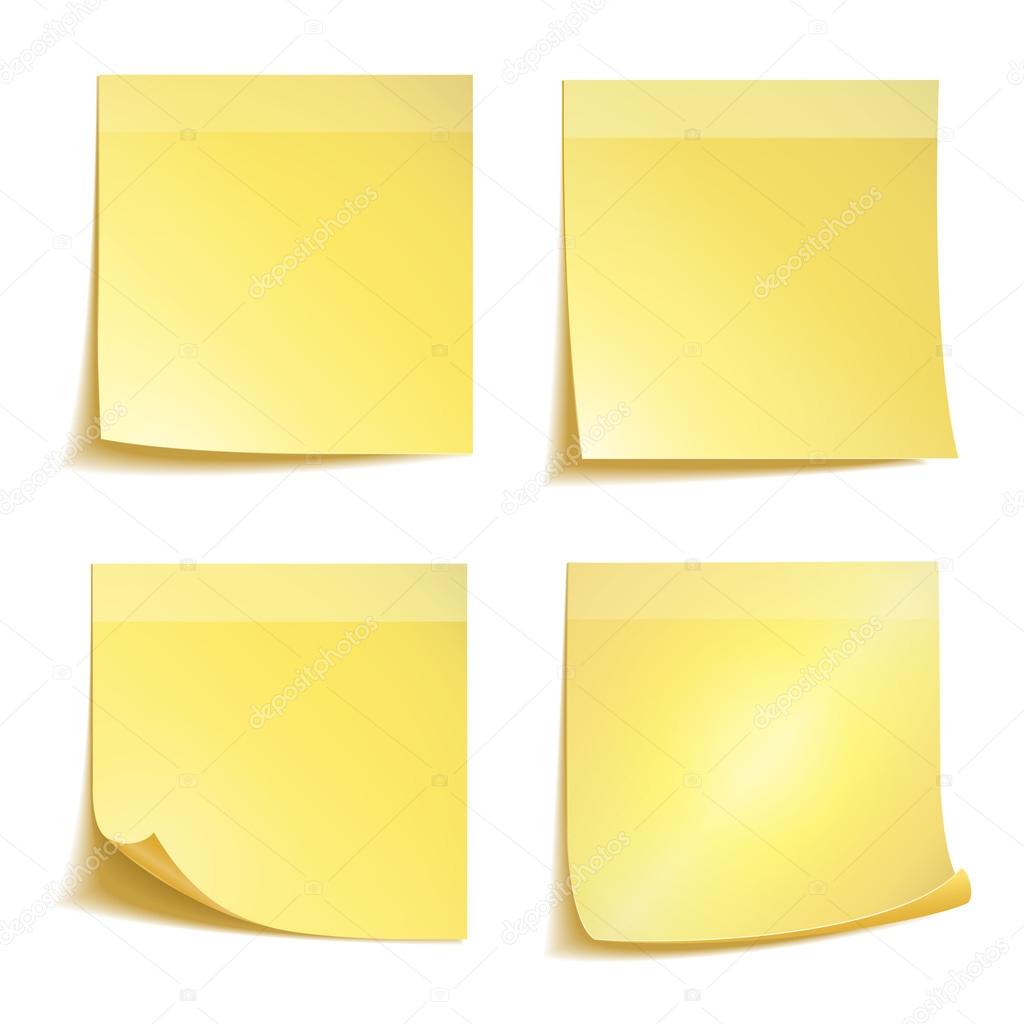 Yellow stick note paper on white background