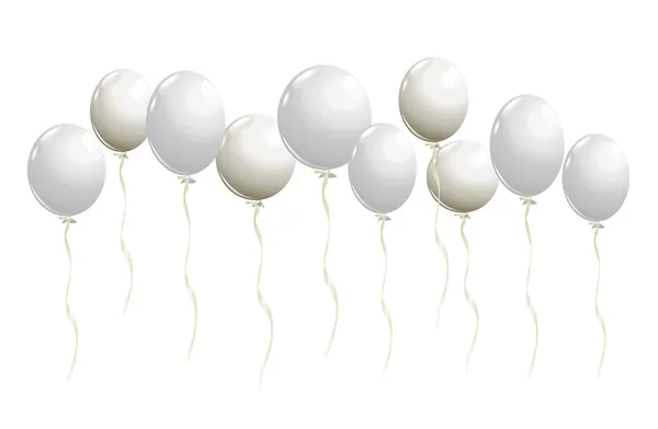 Balões brancos voadores — Vetor de Stock