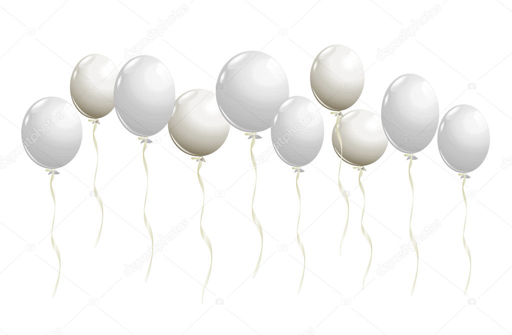 Flying white balloons