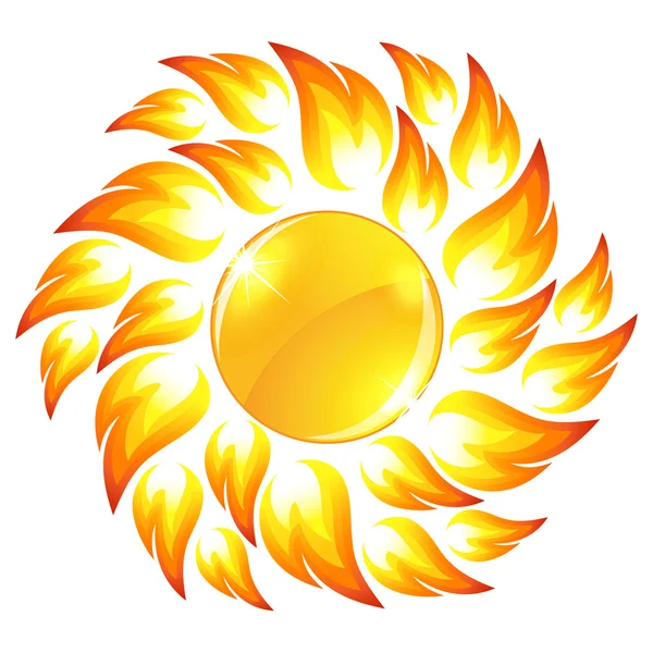 Glossy sun button — Stock Vector